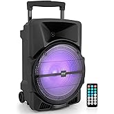 Pyle Wireless Portable PA Speaker System -1200W High Powered Bluetooth Compatible Indoor&Outdoor DJ Sound Stereo Loudspeaker wITH USB MP3 AUX 3.5mm Input, Flashing Party Light & FM Radio -PPHP1544B
