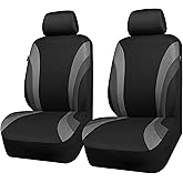 CAR PASS Line Rider Sporty Front Seat Covers,Gray Car Seat Covers Two Front Seats Only, Airbag Compatible,Universal Fit Sedans,Cars,Vans,SUV,Truck(Black and Gray)