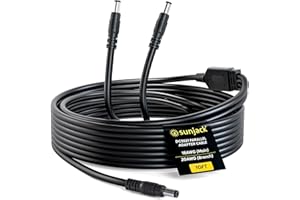 SunJack Y Branch Splitter Cable 10ft, Parallel Adapter Cord for Solar Panels and Power Stations, DC 5.5mm x 2.1mm, 1 Male 18A