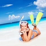 EXP VISION Dry Snorkel Set Panoramic 3 Window Mask Anti-Fog Pearl White view 7