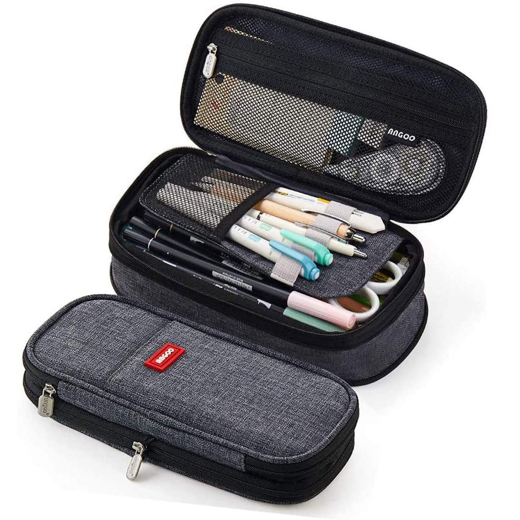 iSuperb Pencil Case Large Capacity Student Pencil Bag Canvas Pencil Pouch Girls Women Stationery Storage Bag Double Zipper Pencil Organizer High School Office Students Teens Adults