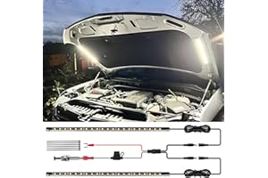 GreceYou 2-in-1 Under Hood LED Light Kit, Waterproof 12V Car LED Light Bar Car Underhood Work Lights with Automatic On/Off, 2pcs 36cm/14.17in 21LEDs Light Strip Kit, Universal Fits Any Vehicle