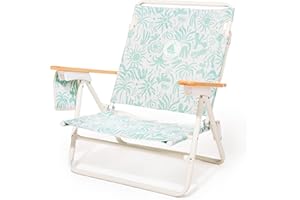 Business & Pleasure Co. Margaritaville Manana Backpack Beach Chair Lay Flat Reclining, Lightweight & Portable, Insulated Cooler Pocket, Last Mango Green Tiki