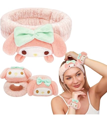 Fascia Per Capelli In Peluche The Crème Shop X Hello Kitty | Cerchietto Morbido Per Detergere Viso E Skincare | Vegano