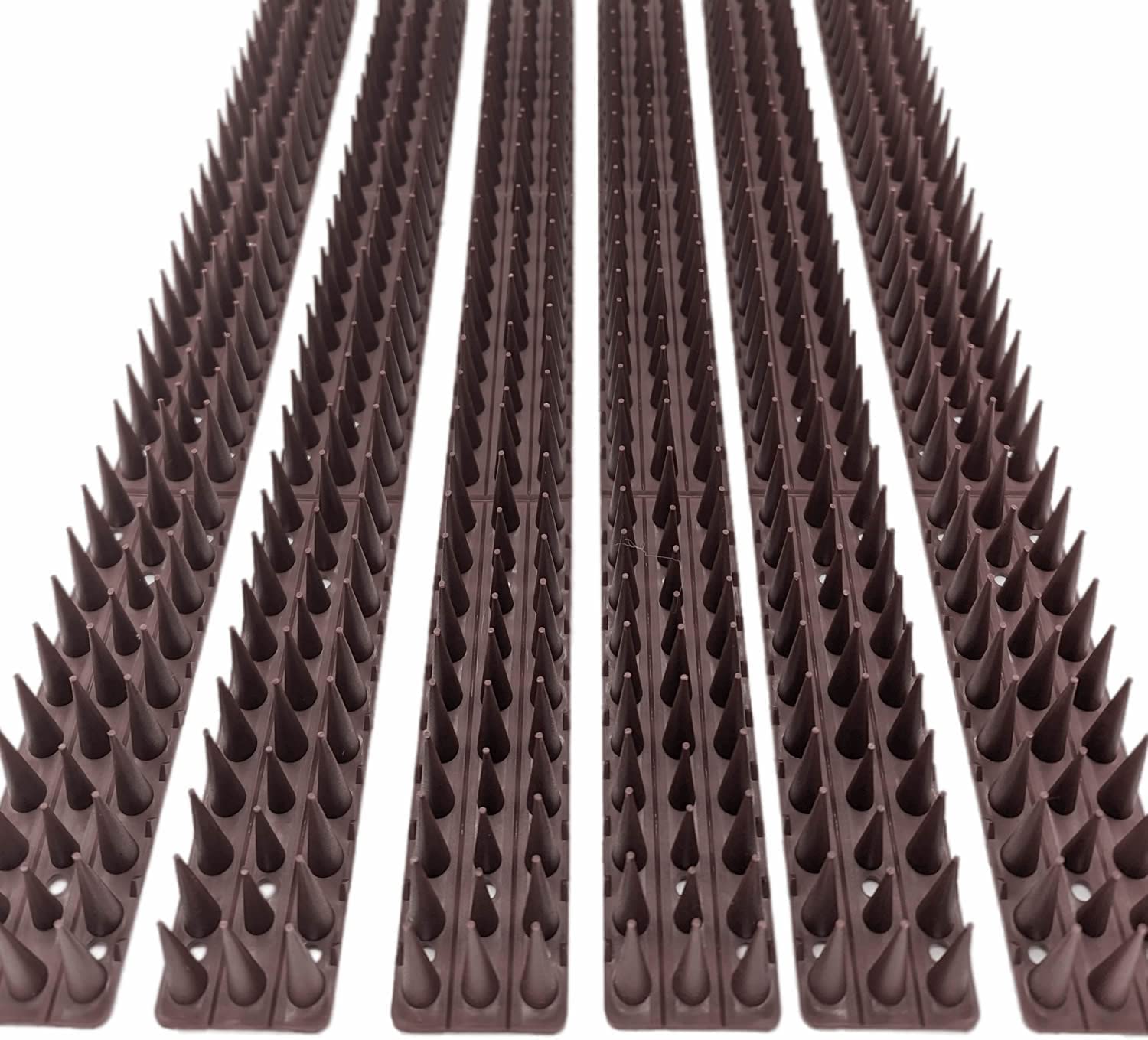 5.1m Wall & Fence Spikes - Security Spikes, Stop Climbing Over Walls and Fences, Ideal for Keeping Pigeons, Birds, Squirrels, Cats Away, Suitable for Fences, Balcony, Roofs (Pack of 12, Brown.)