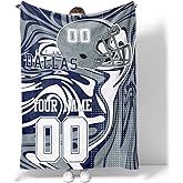 INAOO Dallas Throw Blanket Custom Name Number for Men Women Boy Personalized Gifts