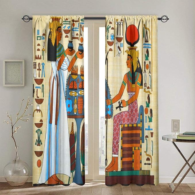 LarissaHi Elements Of Ancient Egyptian History Antique,Window Curtains