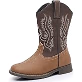 Ahannie Kids Cowboy Boots Boys Girls Square Toe Mid-Calf Cowgirl Western Boots with Side Zipper (Toddler/Little Kid/Big Kid)