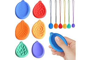 Aokeleilei Fidget Toys Sensory Stone with Lanyard Chain Stocking Stuffers for Kids, 6 Pack Worry Stone for Autism ADHD Teens Anxiety Relief, Quiet Fidgets Stress Toys for Classroom Gift