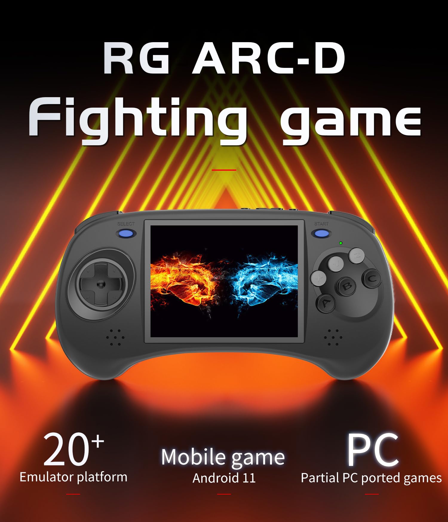 Dosnura RG ARC-D Retro Handheld Game Console 4 in IPS Screen Linux and Android 11 System RK3566 CPU 64Bit Video Game Player Built in 3500 mAh Battery Compatible with Bluetooth 4.2 and 5G WiFi(Black)