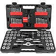 TOMMARS 75-Pc Tap and Die Set, SAE & Metric Hex Thread Taps Dies Wrench Metric Sizes M3 to M12 & Standard Sizes #4 to 1/2" Type NC NF NPT
