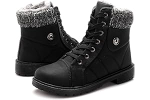 yageyan Womens Winter Snow Boots Warm Fur Lined Winter Water-resistan Ankle Booties Zipper Anti-Slip Combat Boots