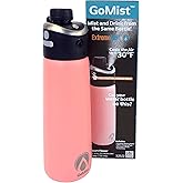 GoMist Misting & Drinking Bottle | Rechargeable Mist & Sip Water Bottle | Quick Charge USB-C Port | 2-Speed Mist Function | Stainless-Steel Double Wall Insulation (Desert Flower)