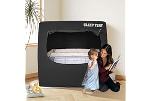 BORNA Crib Blackout Tent for Pack N Play, Brethable Baby Sleep Tent for Full Size Crib and Pack N Play, Baby Sleep Pod for Kids Blocks 70%+ Light
