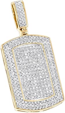 Luxurman Natural 0.9 Ctw Diamond Dog Tags 10K Gold Iced Out Small Tag Pendant