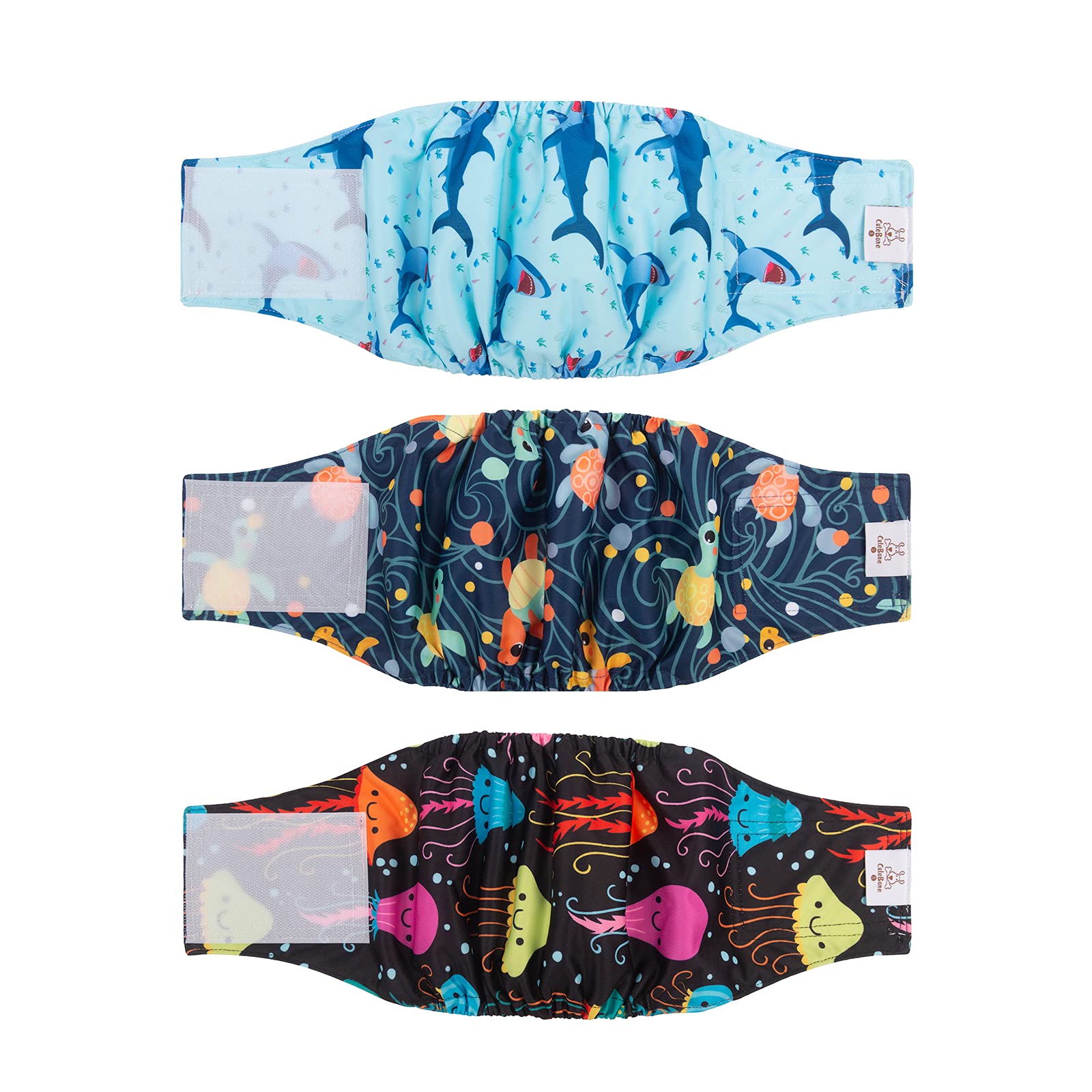 CuteBone Dog Diapers Male Washable Belly Band for Male Dogs Wraps 3pcs a Pack DM28S