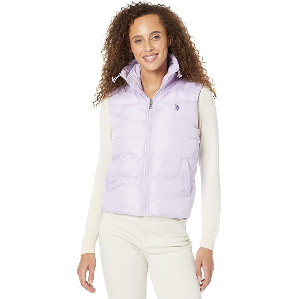 Amazon.com: U.S. POLO ASSN. Cropped Puffer Vest Pastel Lilac LG