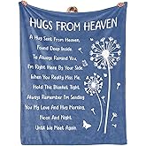 Memorial Sympathy Gifts for Loss of Loved One Mom Dad, Bereavement Gifts, in Memory of Loved One Gifts, Hugs from Heaven Memorial Blanket, Soft Grey Blue Sympathy Throw Blanket 60" x 50"