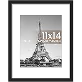 upsimples 11x14 Picture Frame, Wall Decor Photo Frames, Black 1 Pack | 11 x 14 Frame, 8x10 Frame with Mat for Gallery Wall, Family, Baby, Dog, Dorm, Christmas