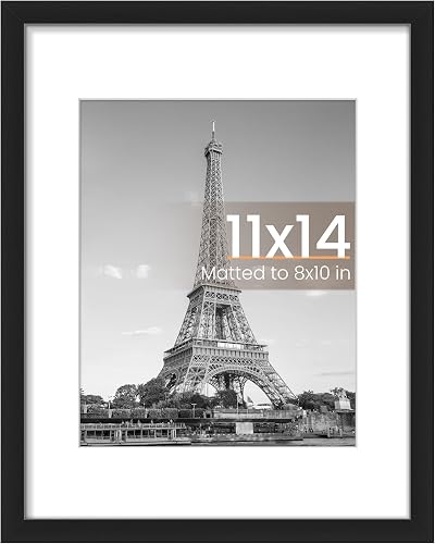 upsimples 11x14 Picture Frame, Wall Decor Photo Frames, Black 1 Pack | 11 x 14 Frame, 8x10 Frame with Mat for Gallery Wall, Family, Baby, Dog, Dorm, Christmas