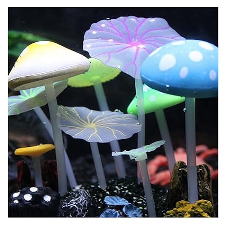 Vi.yo Aquarium Landschaftsbau Ornamente Simulation Quallen Korallen Aquarium Set Fluoreszierende Pilz Lotusblatt Künstliche P