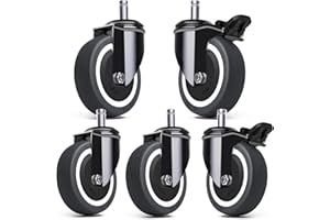 WUDOYO Wide Rubber Office Chair Wheels Replacement Against Hair Stuck Heavy Duty for Carpet Wood Tile Floor