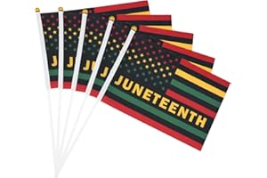 WOBENY 20 Pack Small Juneteenth Flag Stick 5''x8'',Handheld June 19th 1865 Independence Day Flags 21x14 cm, Mini Juneteenth Flags Sticks for African Afro American Festival Celebration Supplies, Outdoor