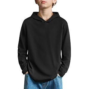 Arshiner Boys Long Sleeve Hooded T-shirt Kids Fashion Pullover Hoodies | Lightweight Sweatshirts,Regular Fit,Casual Solid Top