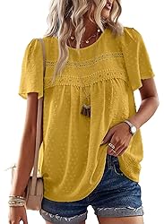 Falechay Summer Tops Tunic Tops Crew Neck Short