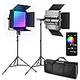 NEEWER 2 Pack RGB1200 LED Video Light with APP/2.4G Control, 60W Photography Video Lighting Kit with Stands & Bag, 22000Lux@0.5m/1% Precise Min Dimming/360° RGB/ CRI97+/TLCI98+/2500K-8500K/18 Effects