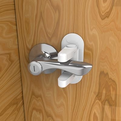 RAV3 Door Handle Locks Child Proof Pack of 2 White Heavy Duty 3M Adhesive