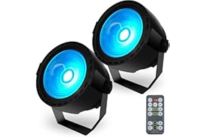 SHEHDS LED Par Stage Light 30W COB Wash Lights RGB 3in1 with Remote and DMX Control DJ Lights Sound Activated Uplighting for Wedding,Party, Stage Show,Club,Karaoke - 2 Pack