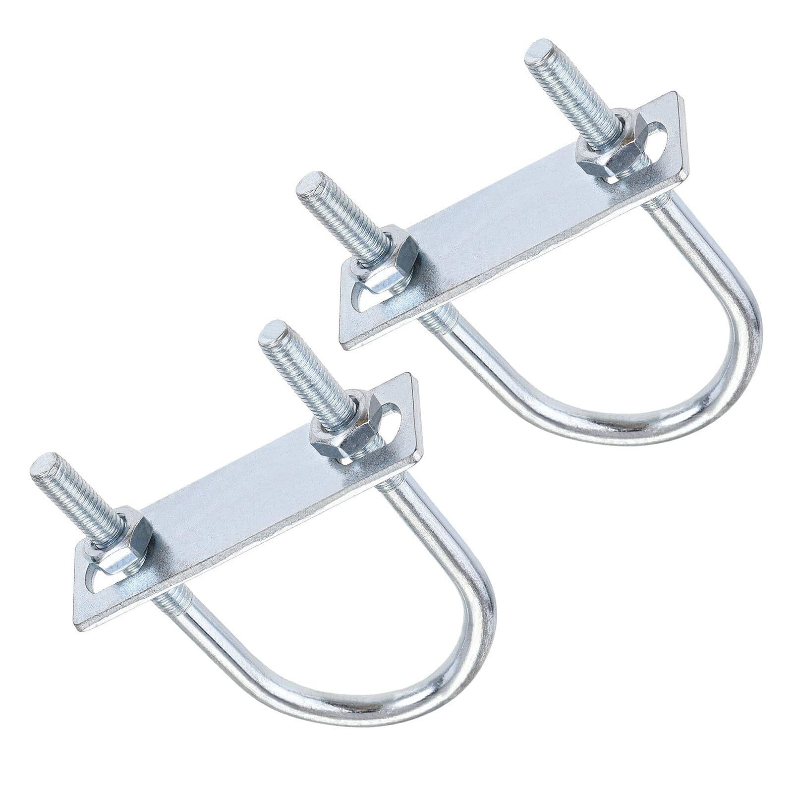 TOP-VIGOR 2 sets M8 Round U-Bolts, 45mm Inner Width 100mm Length Steel U-Bolts with Nut, Plate for Building Installations Mechanical Parts Connection Cehicles Ships