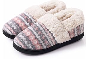 Evshine Women's Fuzzy Memory Foam Slippers, Closed Back Knit Bedroom Slippers, Slip-On Warm House Shoes for Indoor & Outdoor Comfort