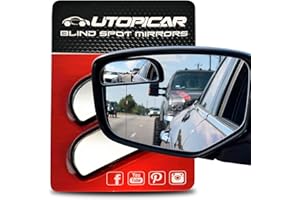UTOPICAR Blind Spot Car Mirrors: Semi Oval Convex Rear View - HD Glass Side Car Mirror - Blindspot Can Be Installed Fixed or Adjustable - Pack of 2 (Narrow shaped)