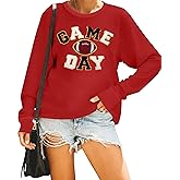 Ithalt Game Day Sweatshirt Women Cute Football Graphic Pullover Shirt Football Season Long Sleeve Tops