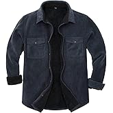 ThCreasa Mens Sherpa Fleece Lined Flannel Shirt Jacket Warm Button Down Plaid Shirt-Jac
