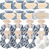 Bridesmaid Scrunchies Proposal Gifts 4.1inch Bachelorette Hair Claws Clips women gift for Wedding Party Favors (16pcs White&Dusty Blue)