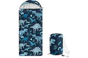Wake In Cloud - Dinosaur Kids Sleeping Bag for Boys Toddlers, Camping in Warm Cold Weather, Backpacking Lightweight Compact Outdoor Liner for 3 Seasons Summer Spring Fall