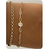 MSCHA HOME Gold Bracelet for Women Stack Trendy Non Tarnish Chain Link 14K Gold Plated Simple Dainty Wedding Jewelry Bridesmaid Gift