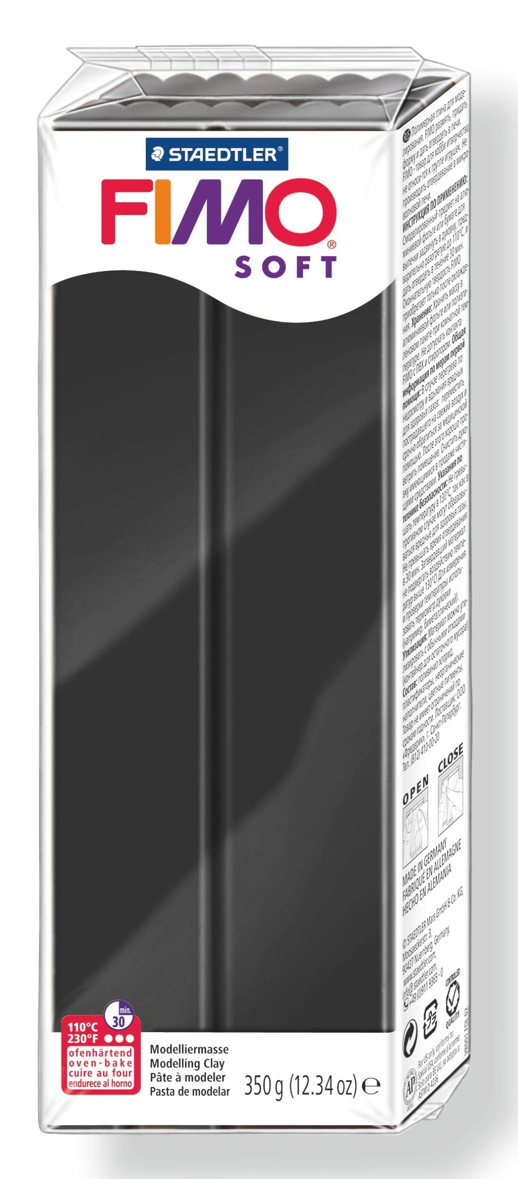 STAEDTLER Fimo Soft 8022-9 Oven Hardening Modelling Clay 350g - Black