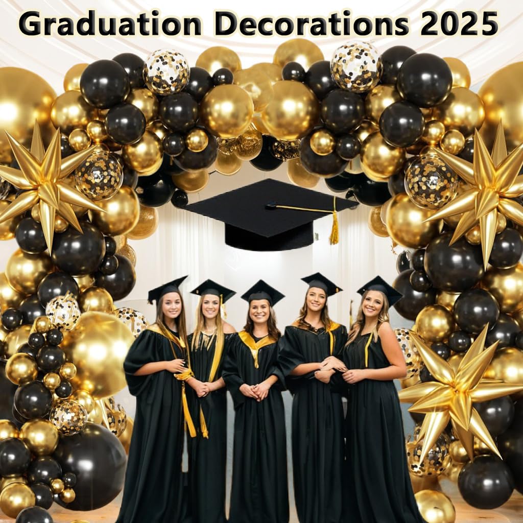 Black and Gold Balloon Arch Kit, Black and Gold Party Decorations for Birthday Bachelorette Retirement Office Christmas 2026 New Years Eve Graduation Anniversary Party Decorations