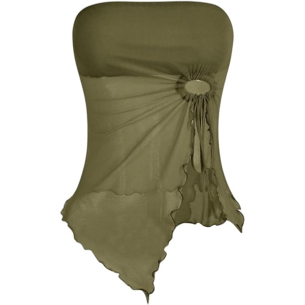 Amazon.com: Naileksi Women Sexy Sheer Mesh Tube Top Solid