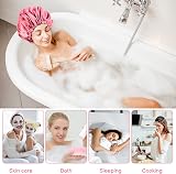 Fuyamp Satin Sleep Cap 2 Pack Adjustable Silky Shower Bonnet Pink Rose Red view 6