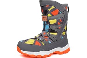 YOLARK Boys Girls Snow Boots Kids Winter Waterproof Slip Boots Outdoor Resistant Cold Weather Warm Shoes (Toddler/Little Kid/Big Kid)