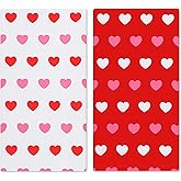JarThenaAMCS 2Pcs Valentine's Day Hand Towels Romantic Love Heart Cotton Bathroom Towel Red White Dish Towel for Wedding Drying Cleaning Cooking, 13.7 x 29.5 Inch