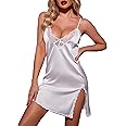 Ekouaer Nightgown Satin Lingerie Sleeveless Sleep Dress Babydoll Nightie Slip Chemise