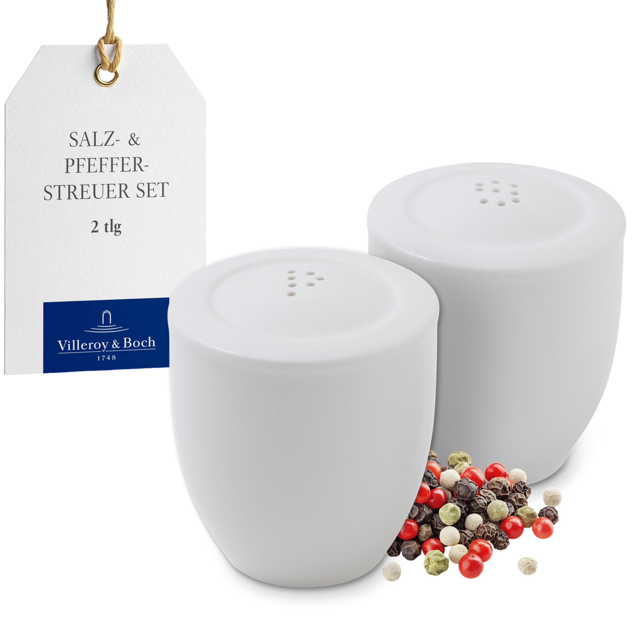 Villeroy & Boch - for Me Salt and Pepper Shaker Set, Decorative Seasoning shakers Made from Premium Porcelain, Dishwasher Safe, White