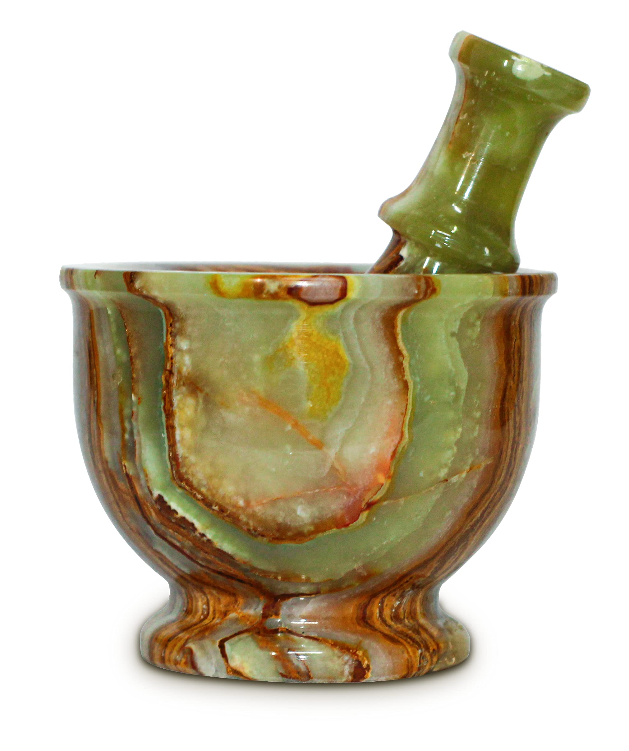 Photo 1 of TheWolfard Mortar and Pestle Set – Large Stone Grinder with Polished Bowl & Non-Slip Base | Elegant Onyx Marble Kitchen Tool for Spices, Herbs & Guacamole