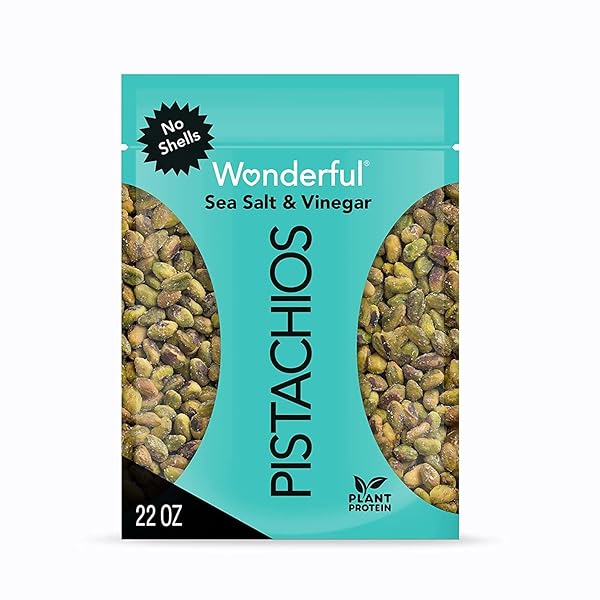 WONDERFUL PISTACHIOS NO SHELLS, SEA SALT & VINEGAR...